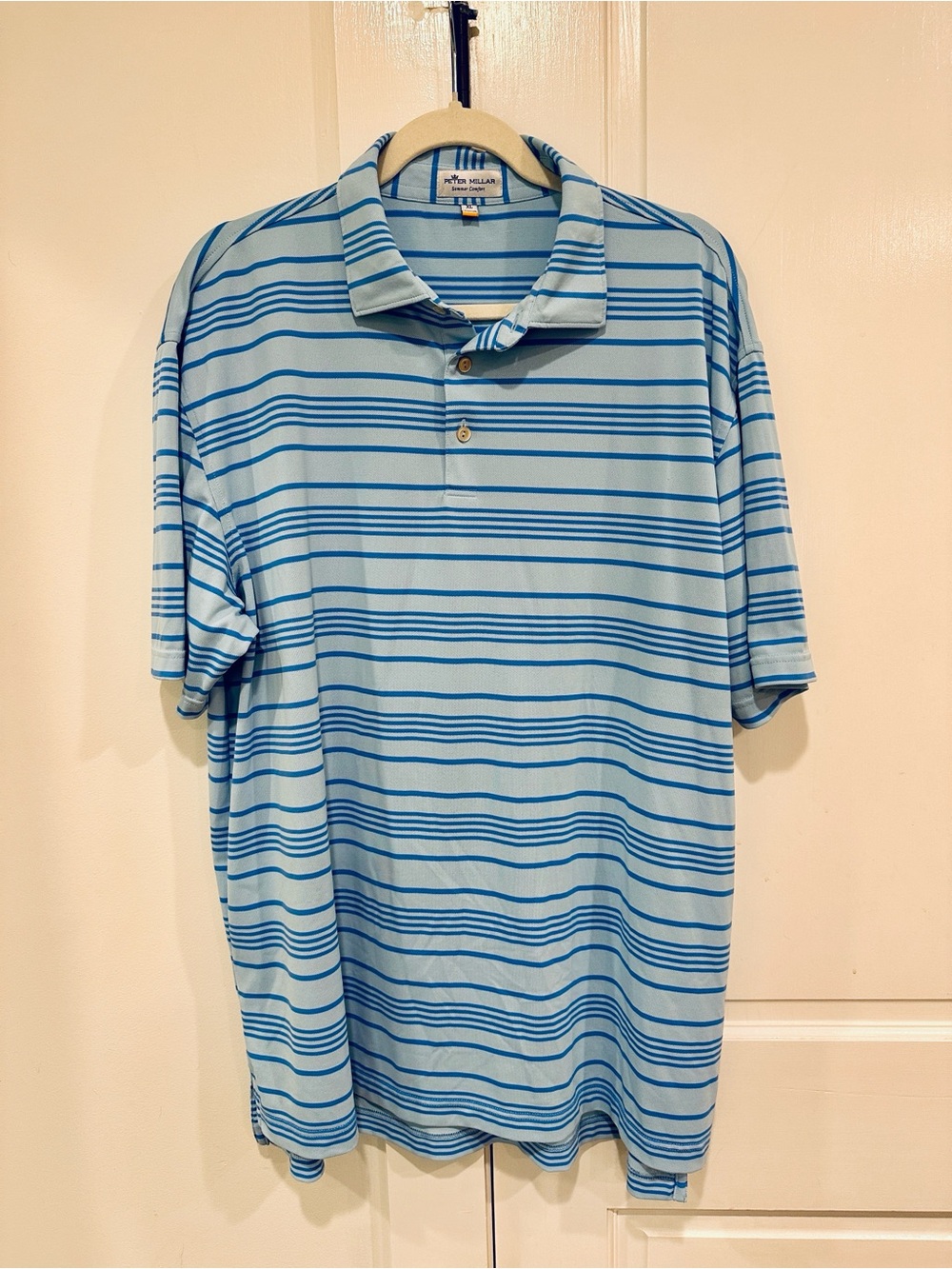 Peter Millar Sky Blue & Blue Striped Polo